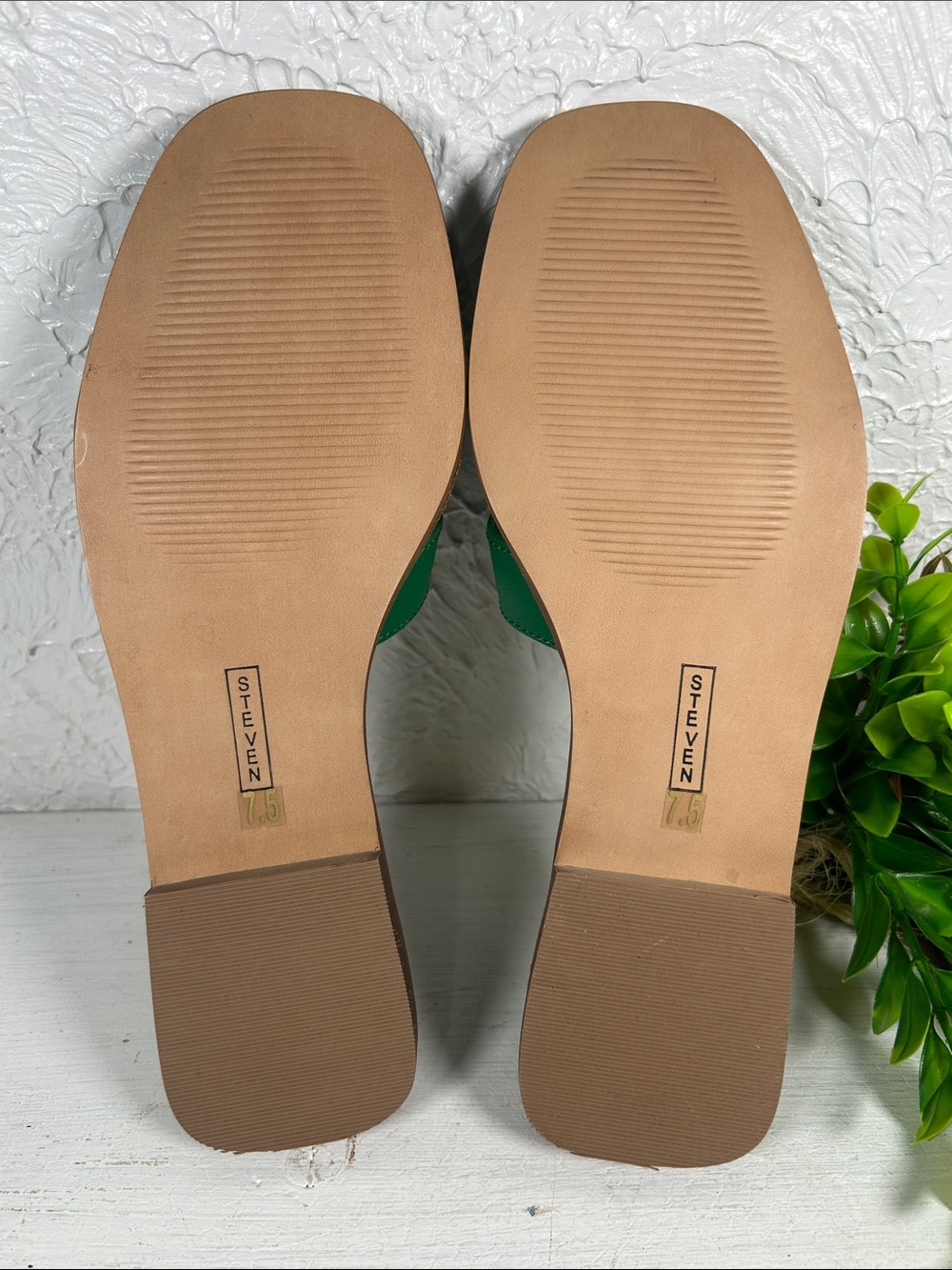 🆕Steven New York HADYN Green Leather Slide In Mules Flat Sandal NWTBoxed - Picture 8 of 16